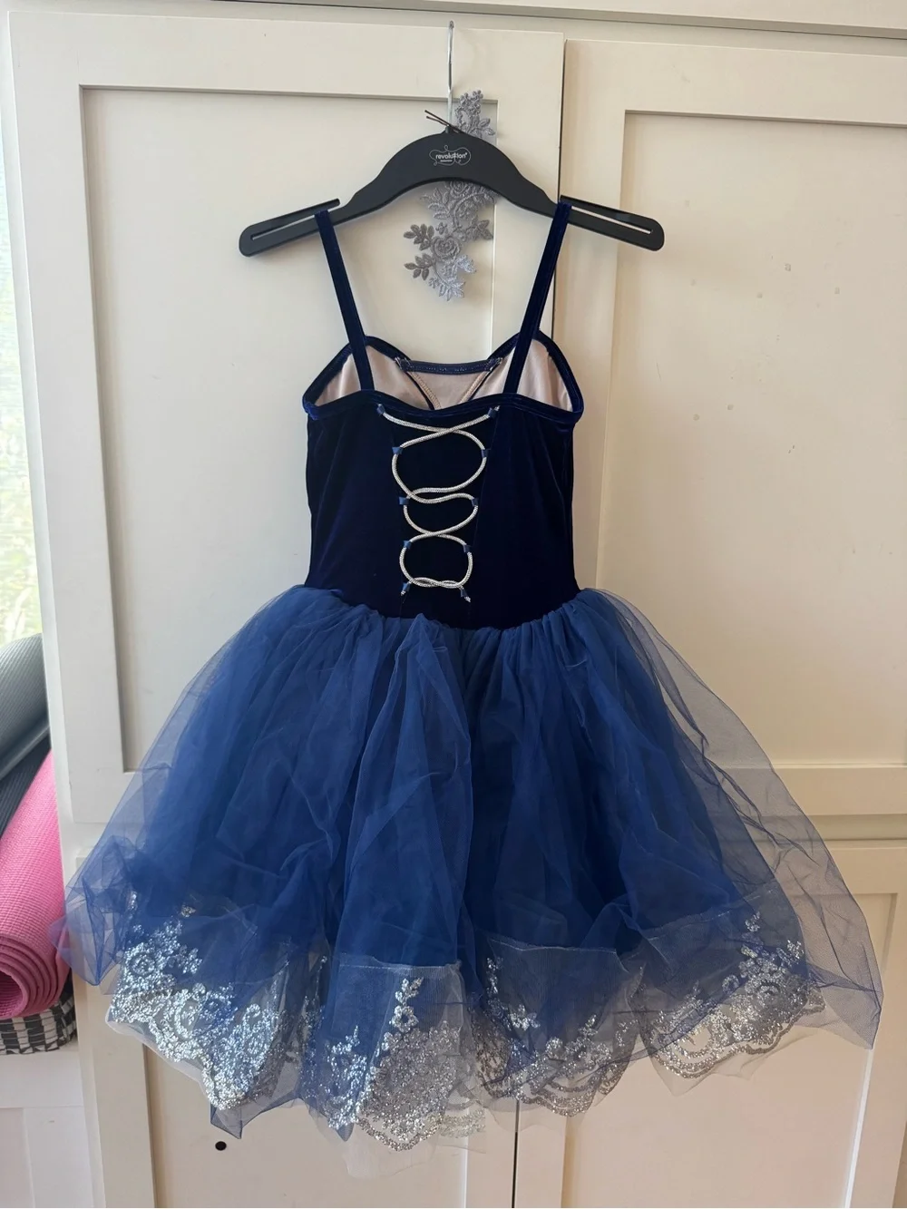 Weissman Navy Blue Tulle Ballet Costume with Silver Sequin Trim